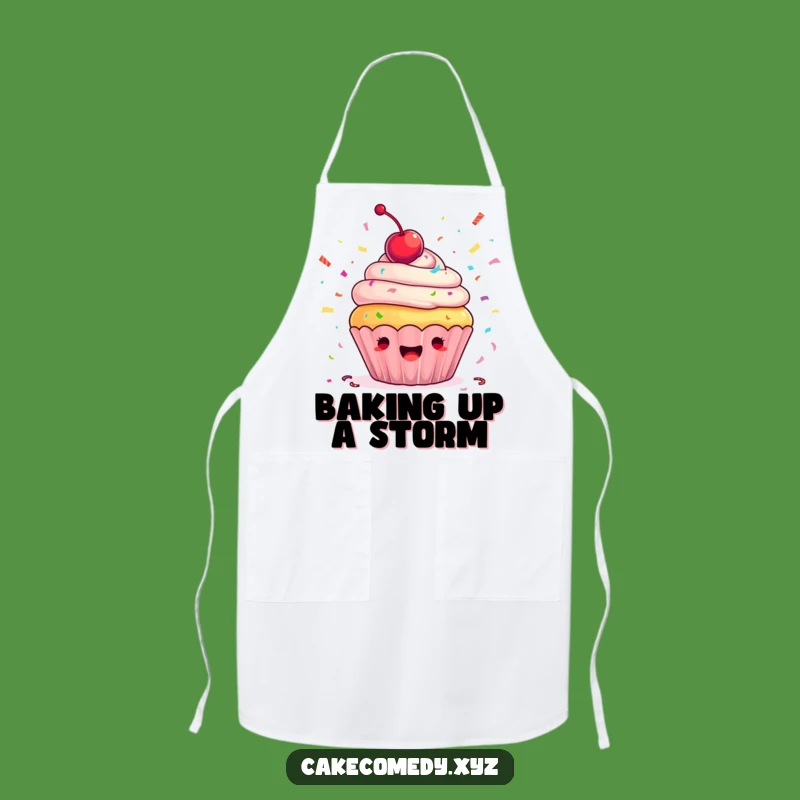 Funny Cupcake Confetti Apron: Ecstatic Baker’s Wear for Hilarious Kitchen Fun