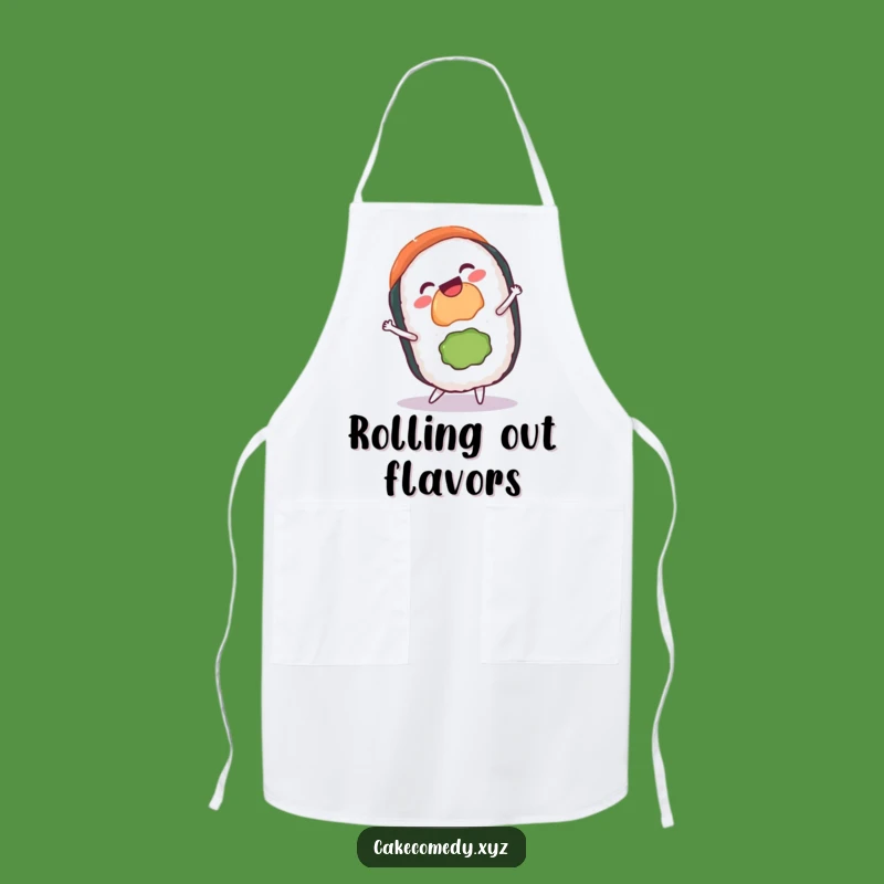 Funny Sushi Cartwheel Apron: Gleeful Chef Wear for Fun Kitchen Moments