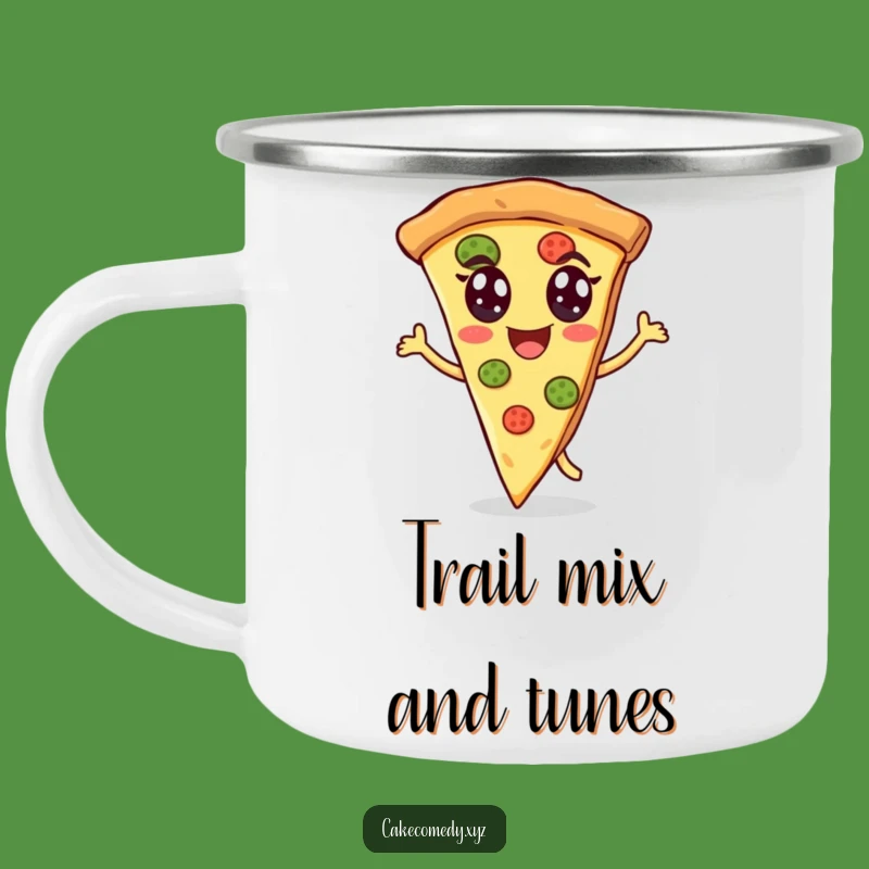 Funny Dancing Pizza Camping Mug: Cheerful Outdoor Sip Gift for Fun Lovers