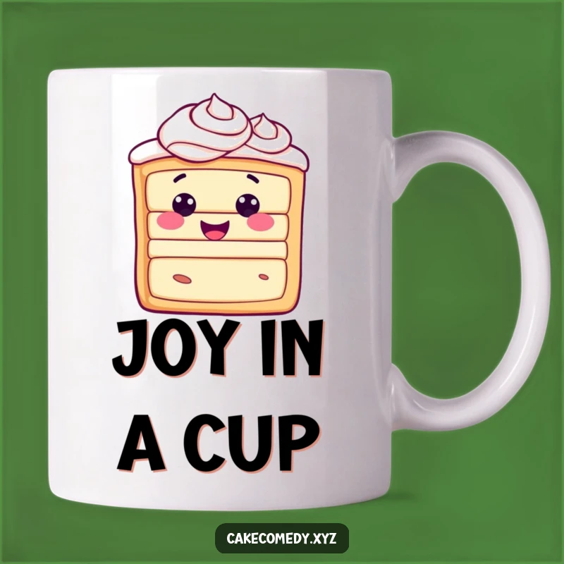 Funny Cake Slice Mug - Radiating Joyful Swirls, Perfect Happy Treat Gift