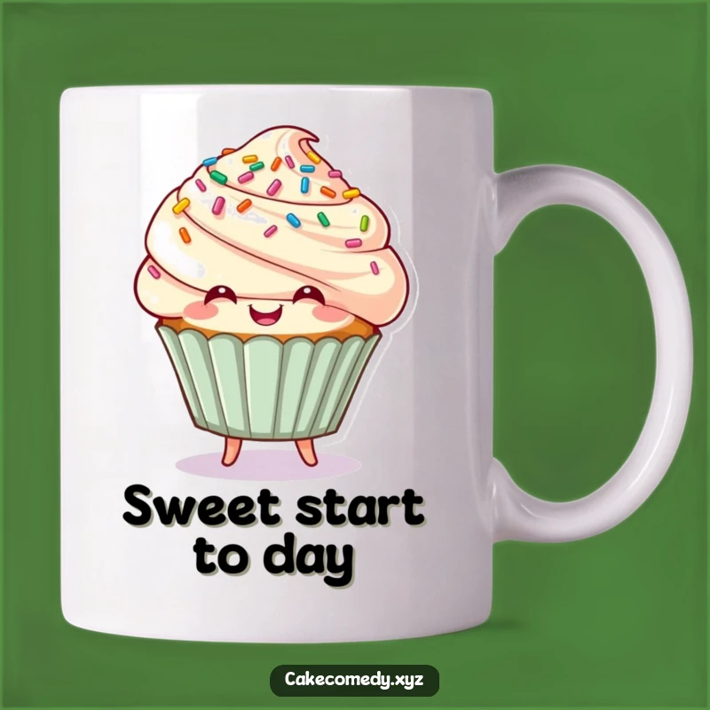 Funny Cupcake Mug: Happy Bouncing Character for a Sweet Humorous Gift