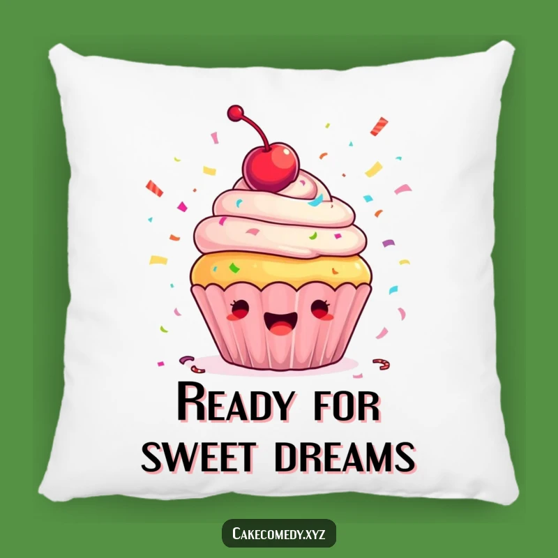 Funny Ecstatic Cupcake Pillow: Soft & Hilarious Confetti Throw Accent
