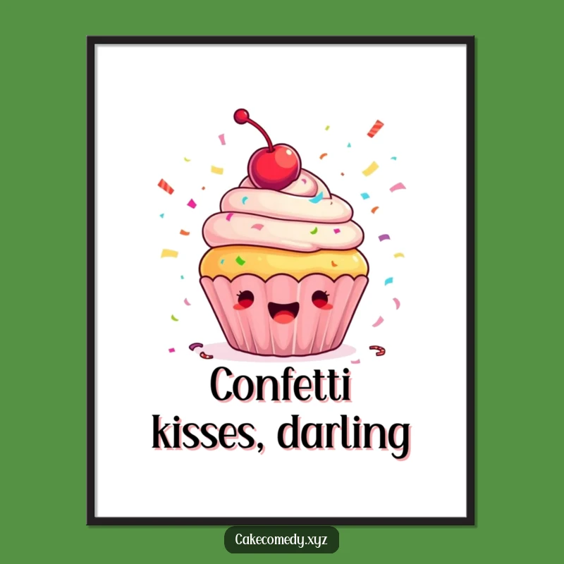 Funny Cupcake Confetti Digital Print: Ecstatic Art for a Hilarious Home Decor