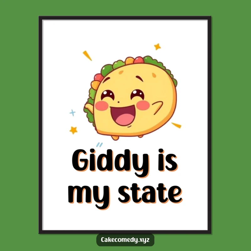 Funny Spinning Taco Digital Print: Delighted Art for Giddy Home Decor