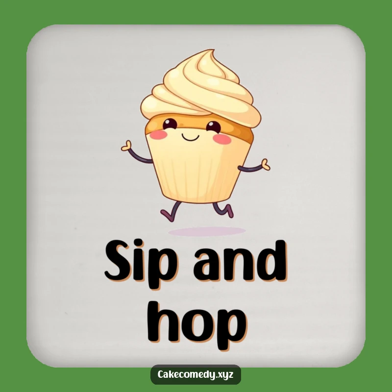 Funny Cupcake Hop Coaster: Protect Surfaces with Sweetness