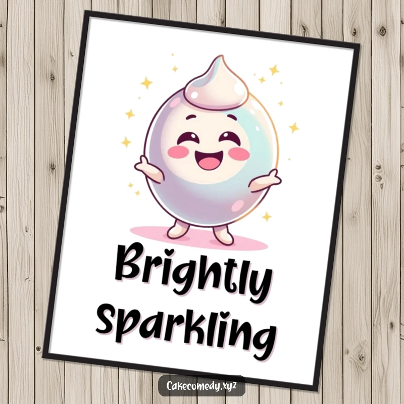 Funny delighted candy character wiggling with excitement and sparkling brightly, a vibrant poster radiating pure joy.