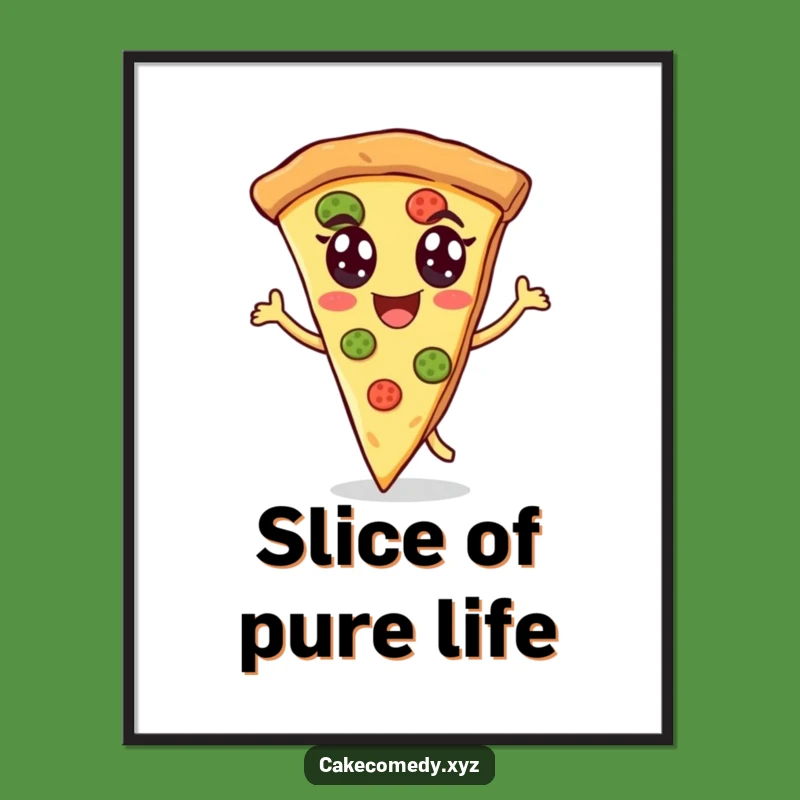 Funny Dancing Pizza Poster: Cheerful Wall Art for a Humorous Kitchen Decor
