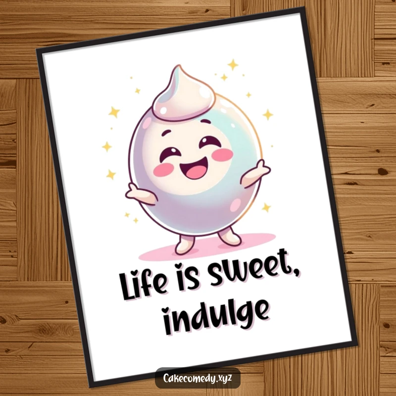 Funny Free Printable Candy Wall Art: A delighted candy character wiggles with excitement, sparkling brightly, adding fun decor.