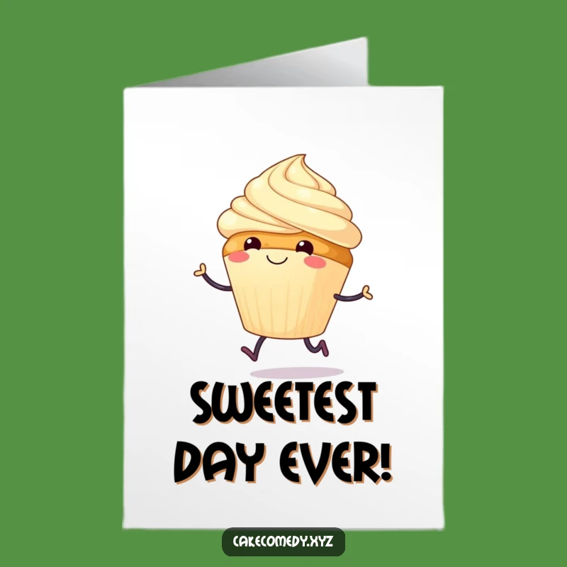 Free Printable Birthday Card: Hopping Cupcake for a Joyful Celebration