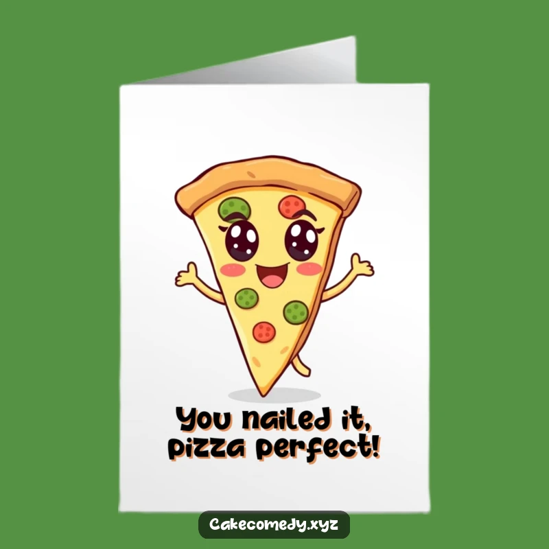 Free Printable Congrats Card: Dancing Pizza Slice Celebration - Downloadable Joy