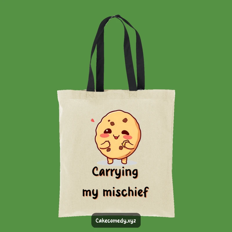 Funny Cookie Tote Bag - Mischievous Bite, Giggling Accessory Gift