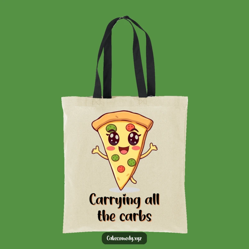 Funny Dancing Pizza Tote Bag: Cheerful Foodie Accessory for Humorous Shopping